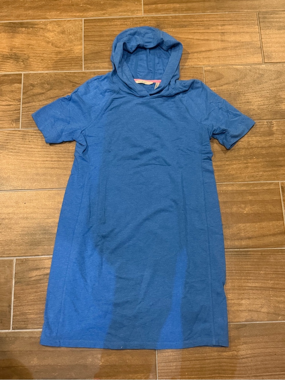 Isaac Mizrahi Blue Short Sleeve Hooded Mini Dress size S